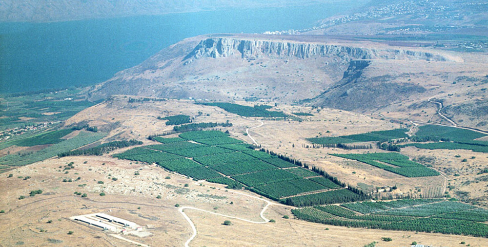 Mount Arbel and the Sea of Galilee as seen from the west